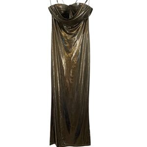 JLUXLABEL Metallic Gold Midi Dress